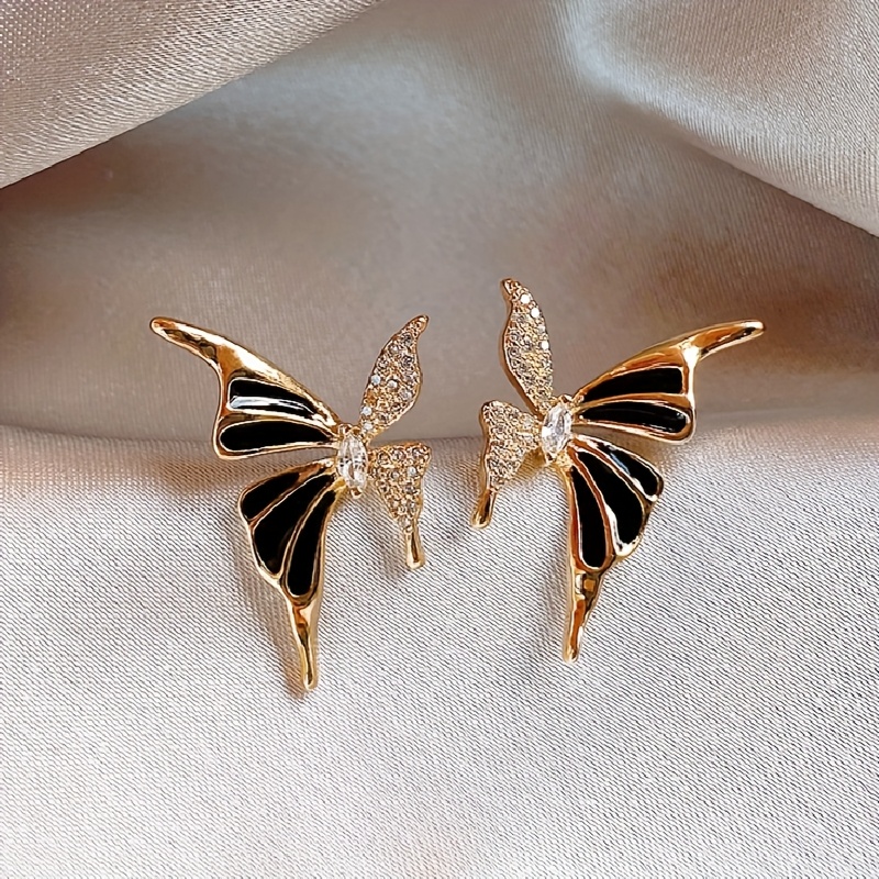 Women's Stylish Drip-Glaze Winged Butterfly Stud Earrings